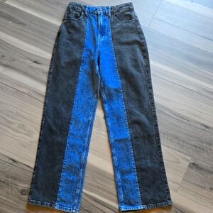 Two Tone Baggy Jeans (size 28 R) Y2K Color block E-girl